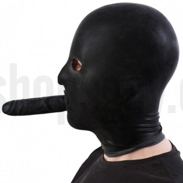 Mascara negra de latex con dildo