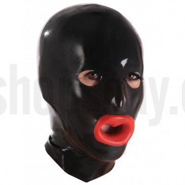 Máscara de látex con labios rojos