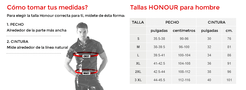 Tabla de Tallas Honour hombre